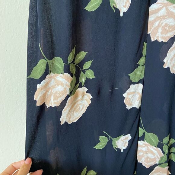 Reformation Gillian Venus Midi  Black Dress Floral Long Sleeve Size 2 - Picture 10 of 12